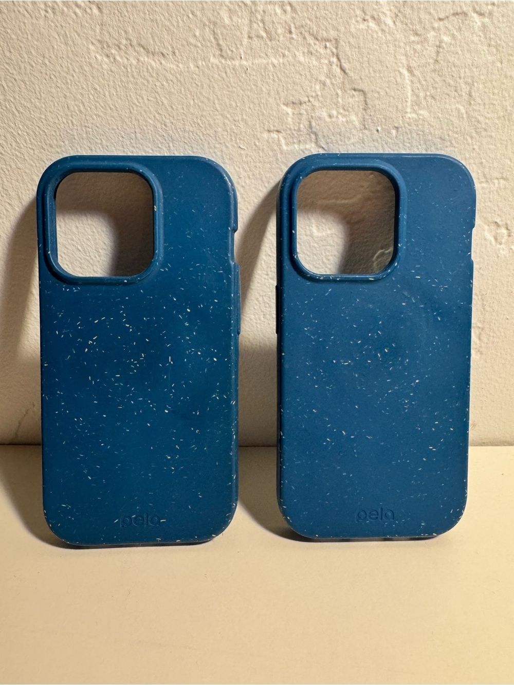 Lot of 2 Pela Case iPhone 15 Pro - Blue Speckled Compostable Good Used Condition